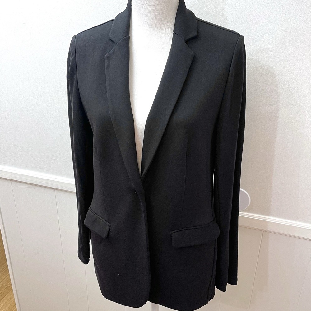 Women's Black One Button Blazer Soft T-shirt Feel By Philosophy Size Medium